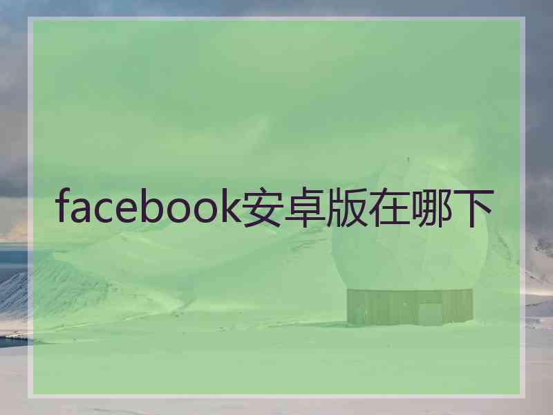 facebook安卓版在哪下
