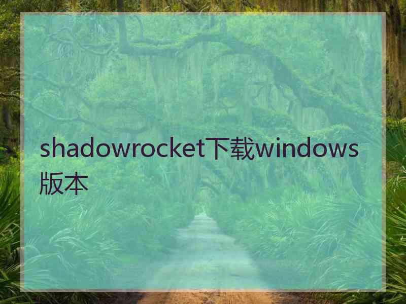 shadowrocket下载windows版本